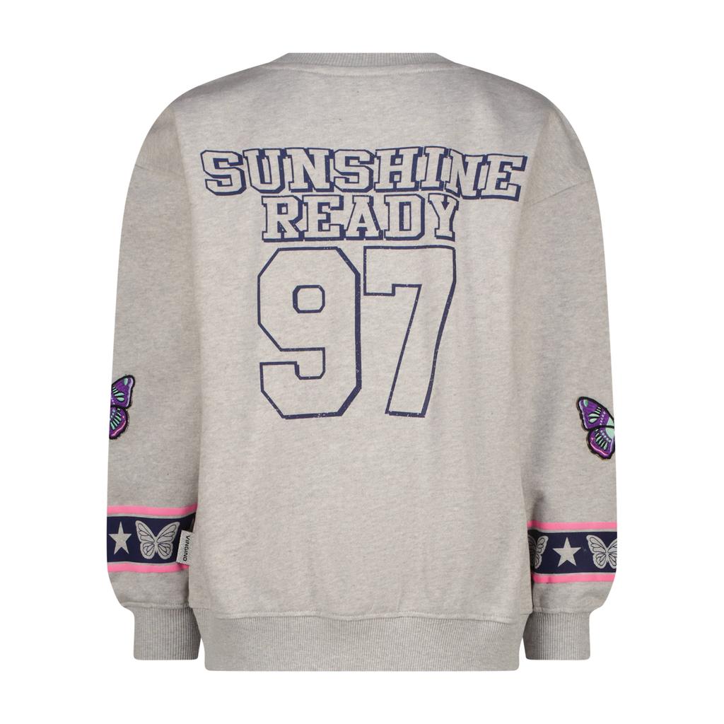 Grijs melange meisjes Vingino sweater melange met backprint, lange mouwen, ronde hals en geribde boorden