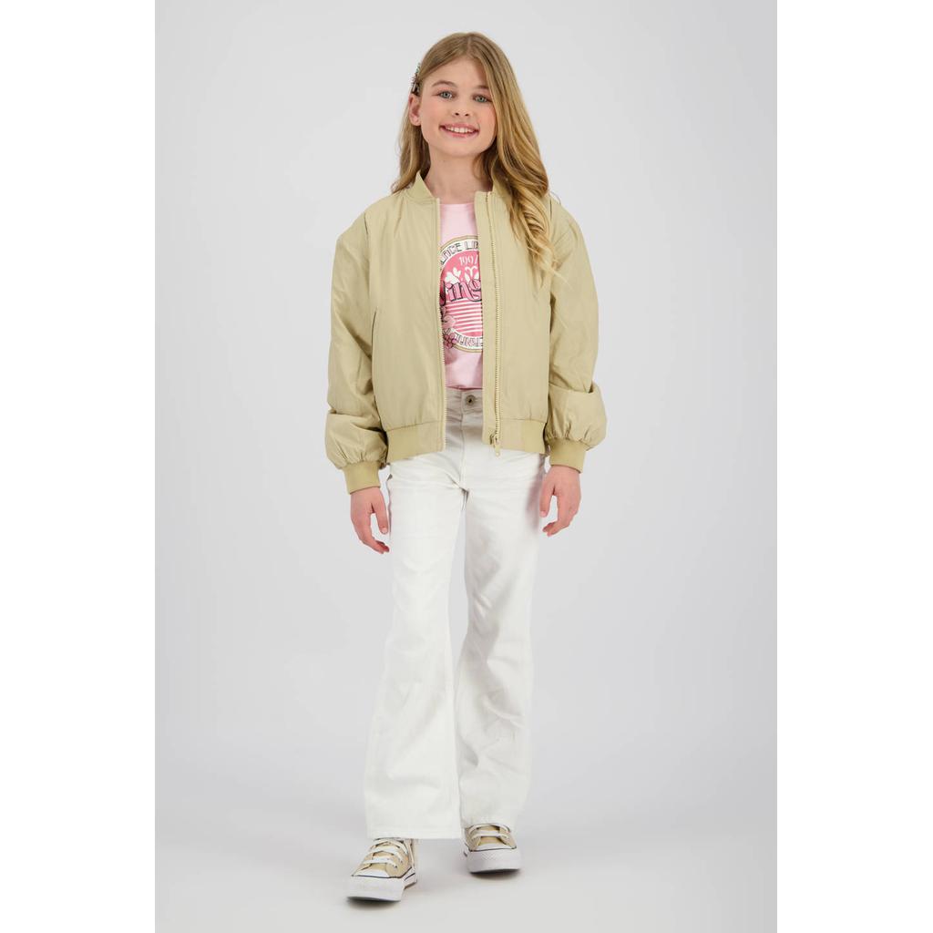 Zandkleurige meisjes Vingino bomberjack van polyester met backprint, lange mouwen, ronde hals, ritssluiting en elastische boord