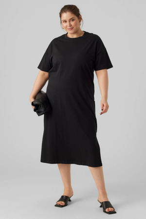 t-shirtjurk midi jurk zwart