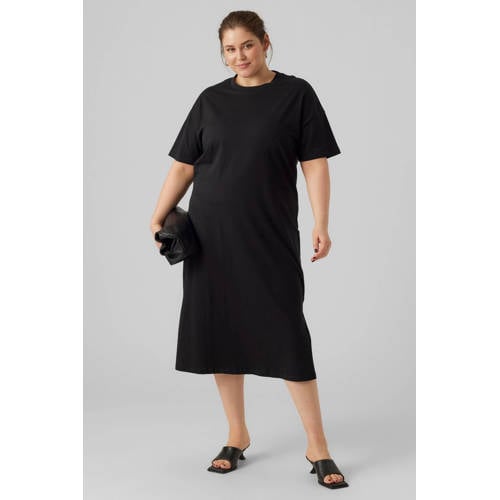 VERO MODA CURVE t-shirtjurk midi jurk zwart afbeelding