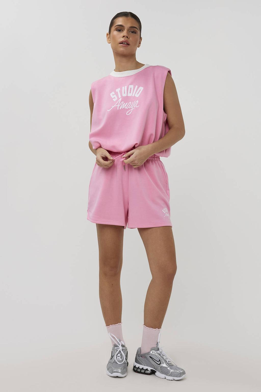 Roze dames Studio AMAYA sportshirt van viscose met ronde hals