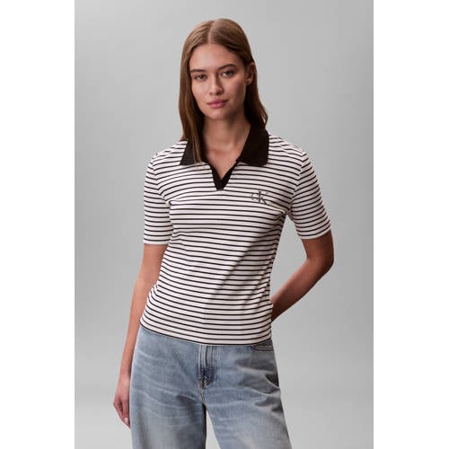 CALVIN KLEIN JEANS gestreepte polo zwart afbeelding