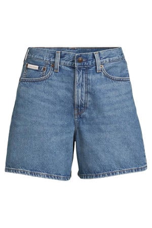 high waist short medium blue denim