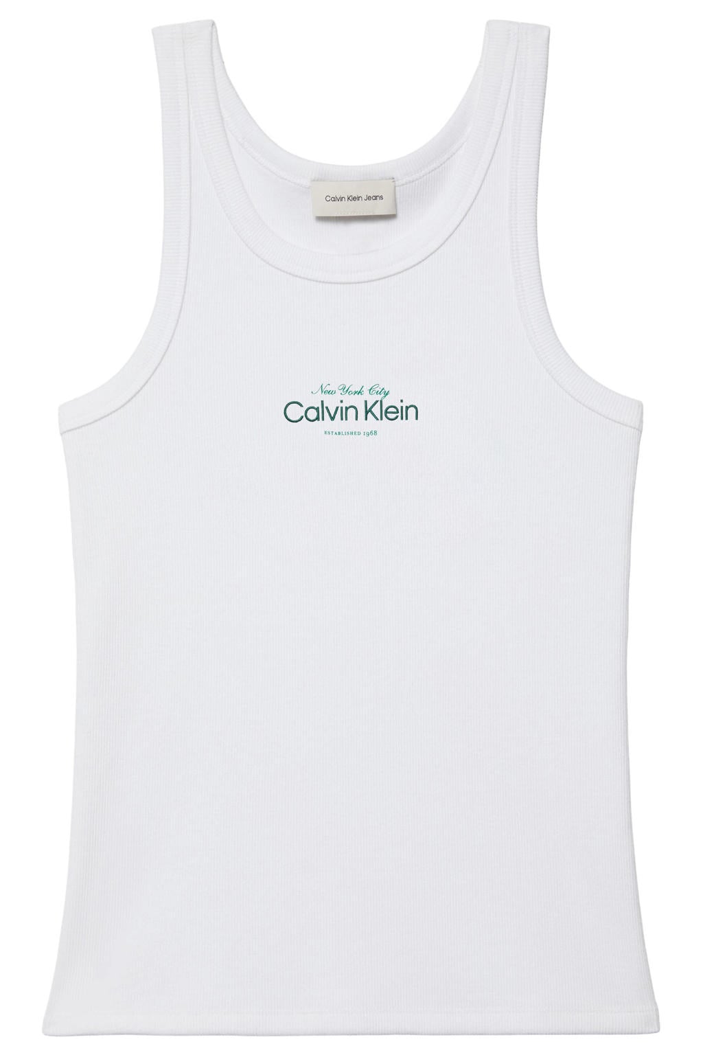 Witte dames CALVIN KLEIN JEANS mouwloze top met logo dessin en ronde hals