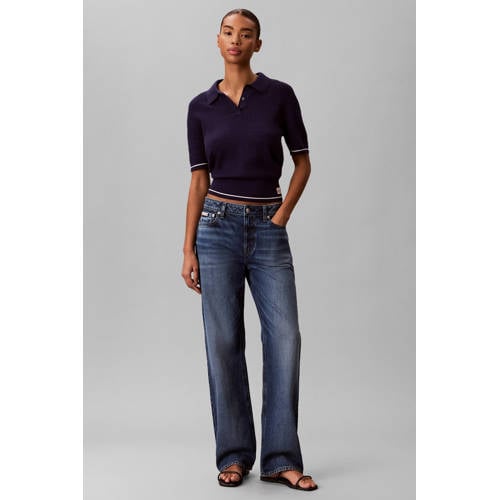 CALVIN KLEIN JEANS cropped top donkerblauw met kabels afbeelding