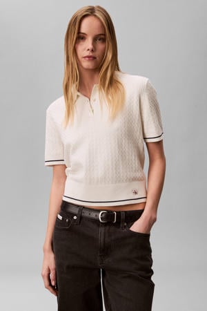 cropped top ecru met kabels