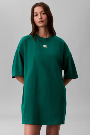 t-shirtjurk mini jurk donkergroen