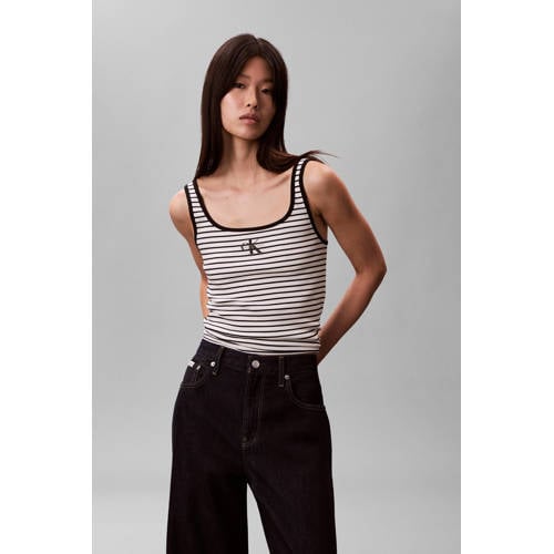 CALVIN KLEIN JEANS gestreepte tanktop zwart afbeelding
