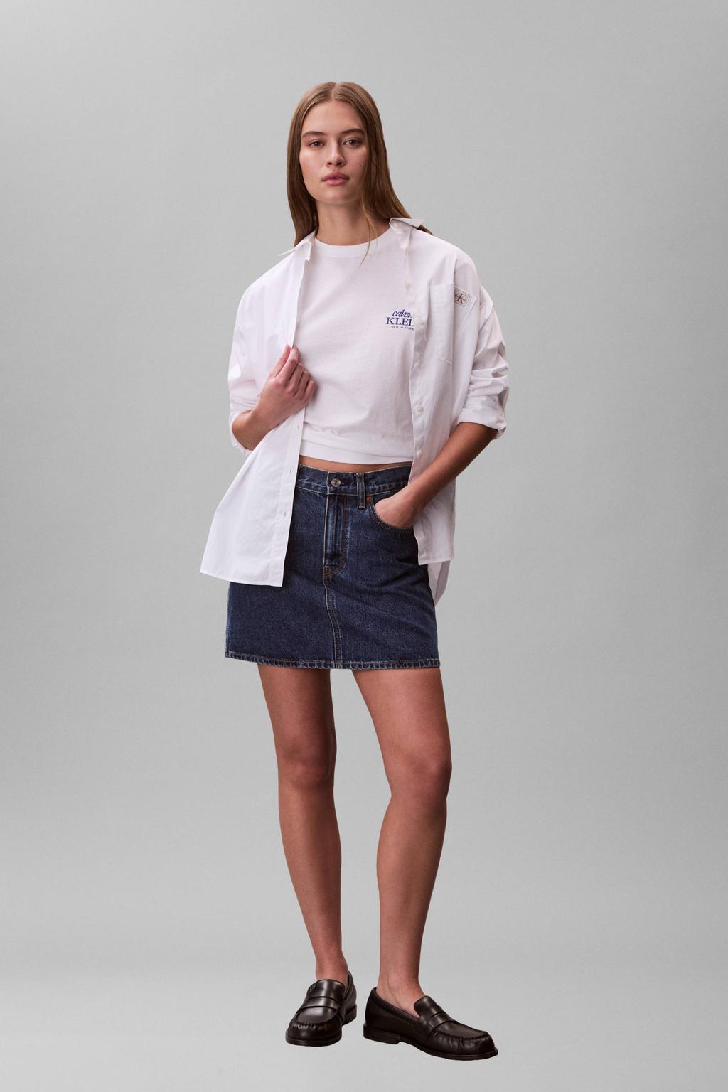 Witte dames CALVIN KLEIN JEANS T-shirt van katoen met printopdruk, korte mouwen en ronde hals