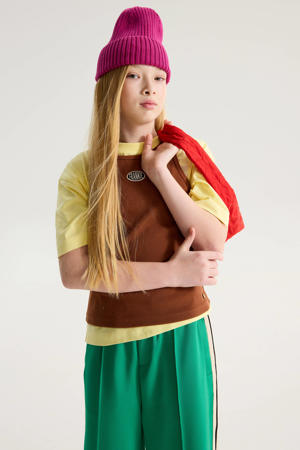 jersey haltertop donkerbruin