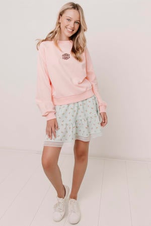 sweater met backprint lichtroze