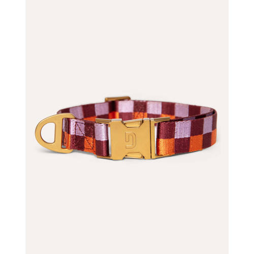 Dogguo Hondenhalsband VICHY-COLLAR-BORDEAUX/ORANGE-XS afbeelding