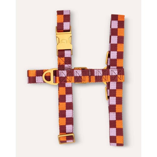 Dogguo Hondenharnas VICHY-HARNESS-BORDEAUX/ORANGE-M afbeelding