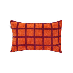 Sierkussen CHECK-CUSHION-ORANGE/BORDEAUX (60X40 cm)