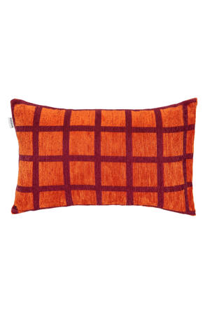 Sierkussen CHECK-CUSHION-ORANGE/BORDEAUX (60X40 cm)