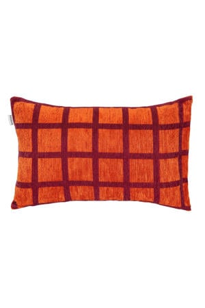 Sierkussen CHECK-CUSHION-ORANGE/BORDEAUX (60X40 cm)