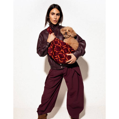 Dogguo Honden-/kattentas SQUARE-CIRCLE-CARRIER-BORDEAUX/ORANGE afbeelding