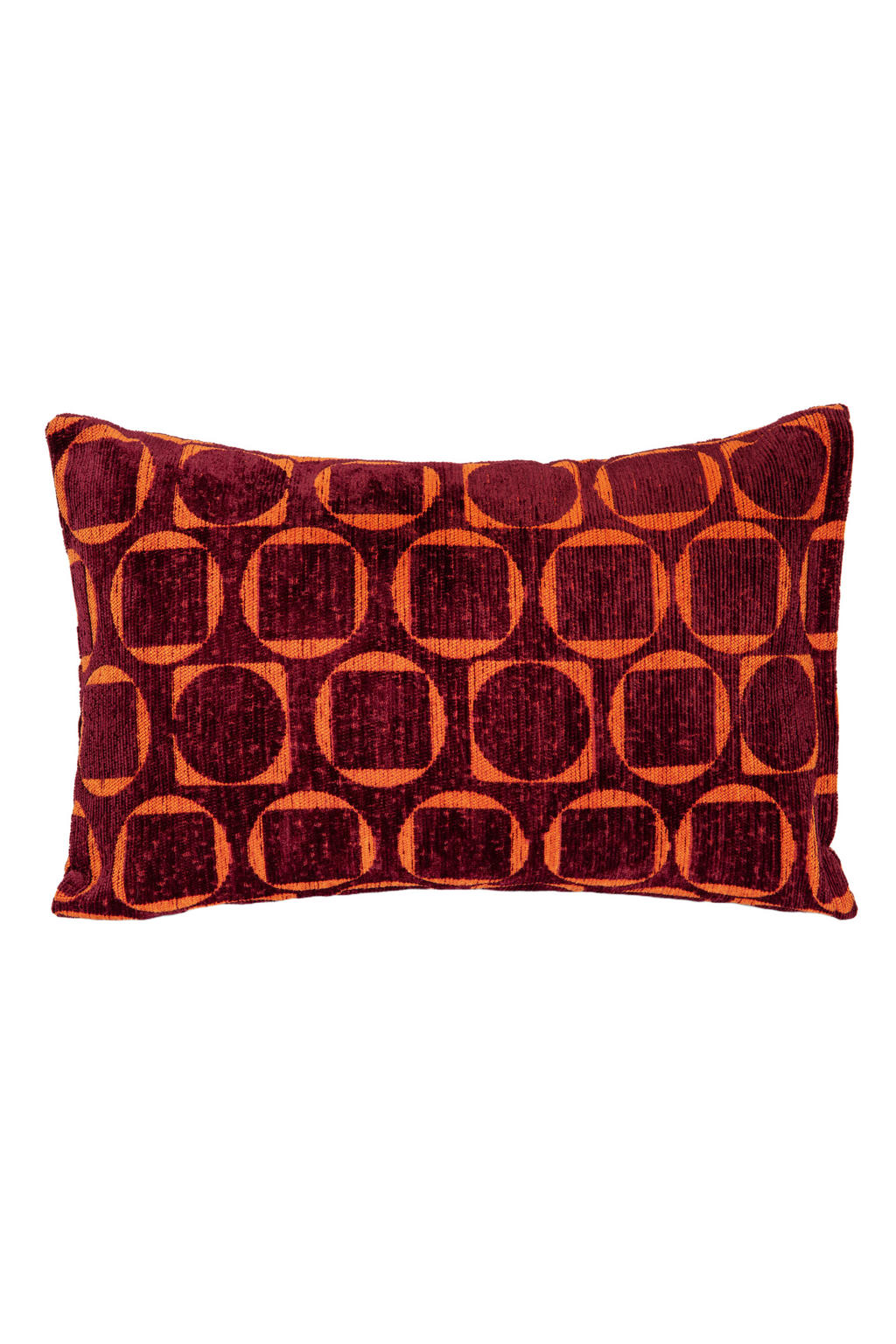 Dogguo Sierkussen SQUARE-CIRCLE-CUSHION-BORDEAUX/ORANGE (60X40 cm)