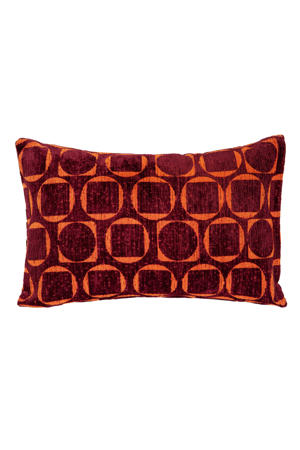 Sierkussen SQUARE-CIRCLE-CUSHION-BORDEAUX/ORANGE (60X40 cm)