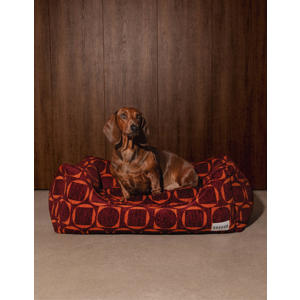 Hondenmand SQUARE-CIRCLE-SOFA-BORDEAUX/ORANGE-M