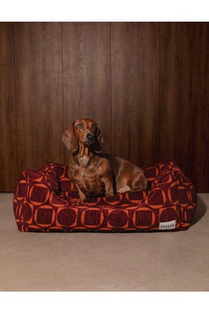 Hondenmand SQUARE-CIRCLE-SOFA-BORDEAUX/ORANGE-M