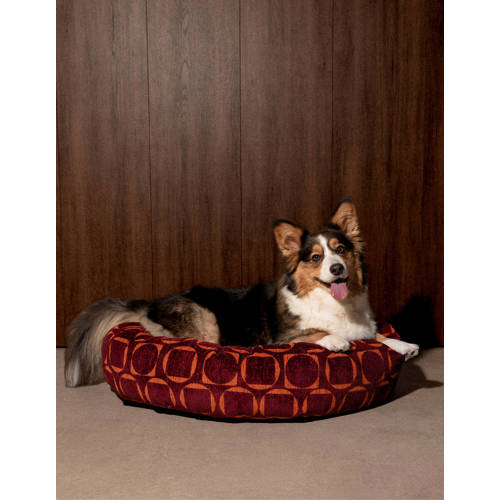 Dogguo Hondenmand rond SQUARE-CIRCLE-ROUND-BED-BORDEAUX/ORANGE-M afbeelding