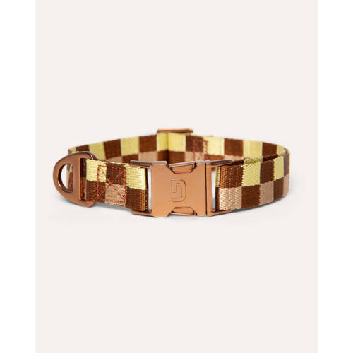 Dogguo Hondenhalsband VICHY-COLLAR-BROWN/YELLOW-XS afbeelding
