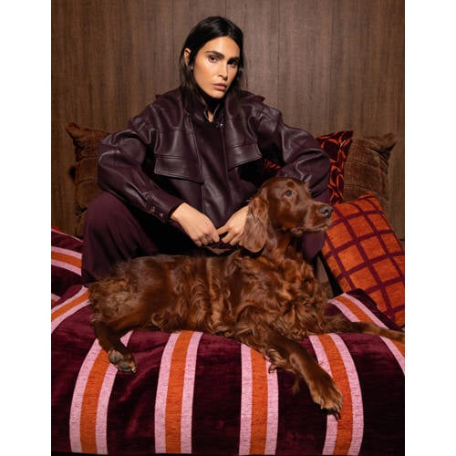Dogguo Hondenkussen STRIPE-BED-BORDEAUX/ORANGE/PINK-L afbeelding