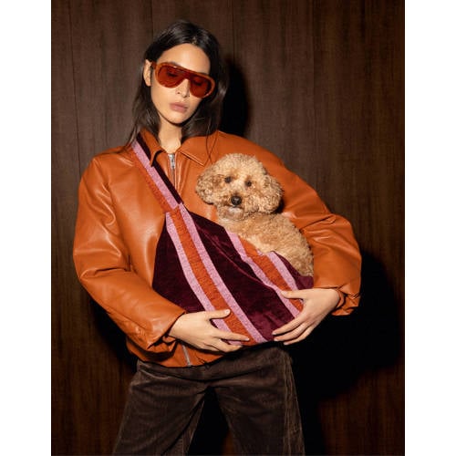 Dogguo Honden-/kattentas STRIPE-CARRIER-BORDEAUX/ORANGE/PINK afbeelding