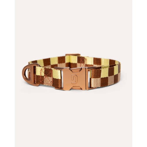 Dogguo Hondenhalsband VICHY-COLLAR-BROWN/YELLOW-M afbeelding