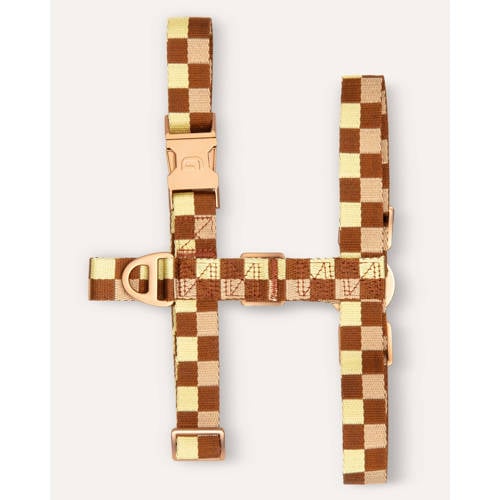 Dogguo Hondenharnas VICHY-HARNESS-BROWN/YELLOW-M afbeelding