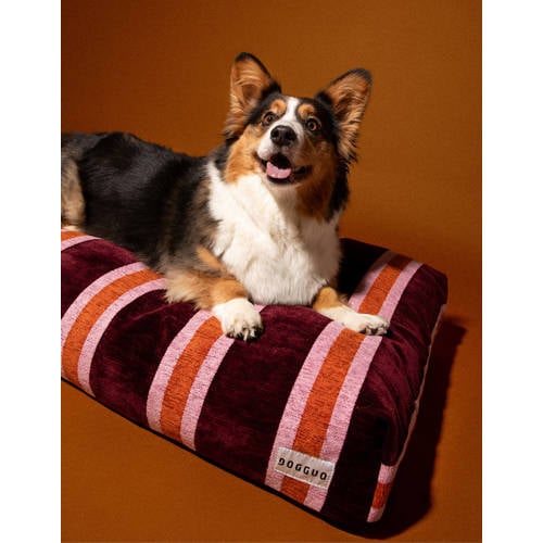 Dogguo Hondenkussen STRIPE-BED-BORDEAUX/ORANGE/PINK-M afbeelding
