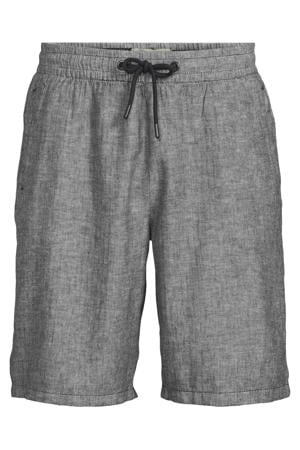 BHMARCO straight casual short met linnen donkerblauw
