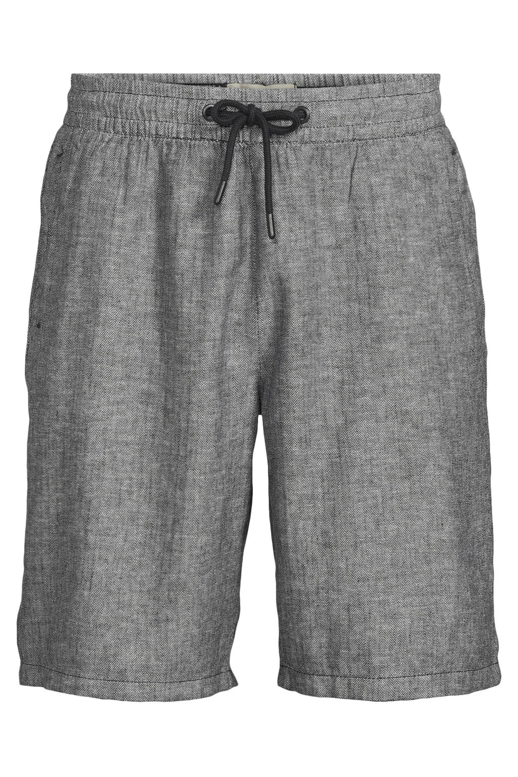 Blend BHMARCO straight casual short met linnen donkerblauw
