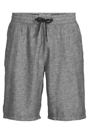 BHMARCO straight casual short met linnen donkerblauw
