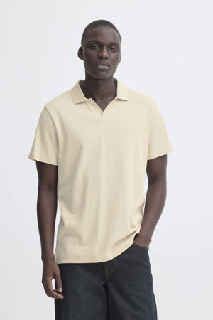 regular polo fijn gebreid beige