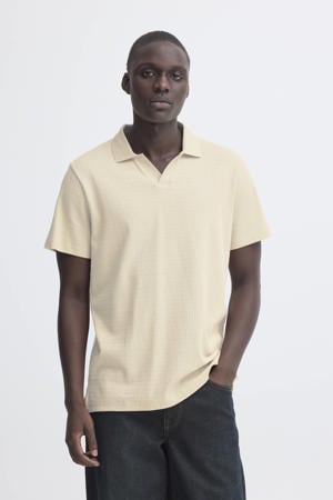 regular polo fijn gebreid beige