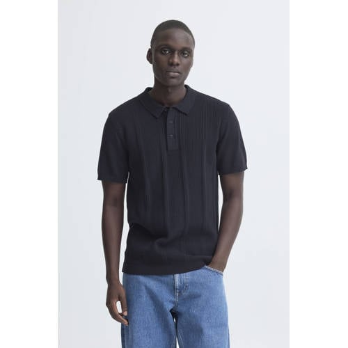 Blend regular polo gebreid donkerblauw afbeelding