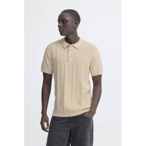 Blend regular polo gebreid beige afbeelding
