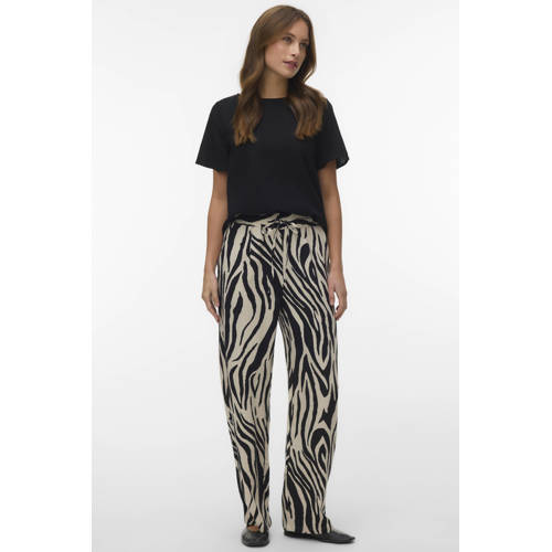 VERO MODA regular waist casual broek met linnen afbeelding