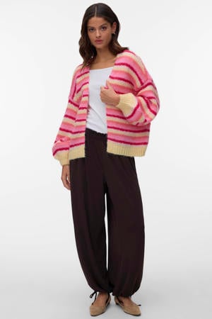 gestreepte vest roze gebreid