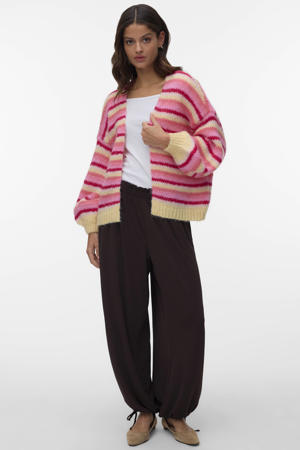 gestreepte vest roze gebreid