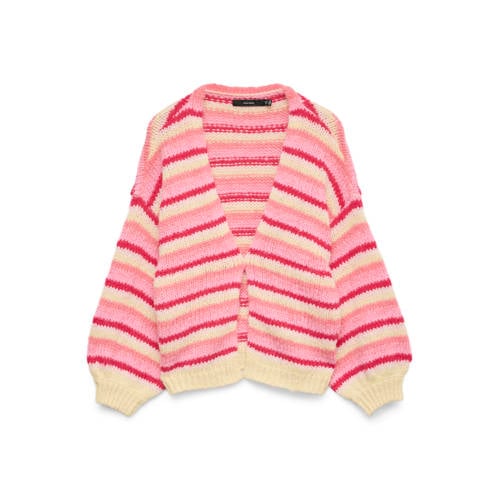 VERO MODA gestreepte vest roze gebreid afbeelding