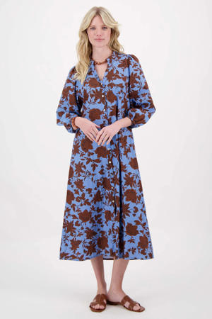 gebloemde blousejurk blauw
