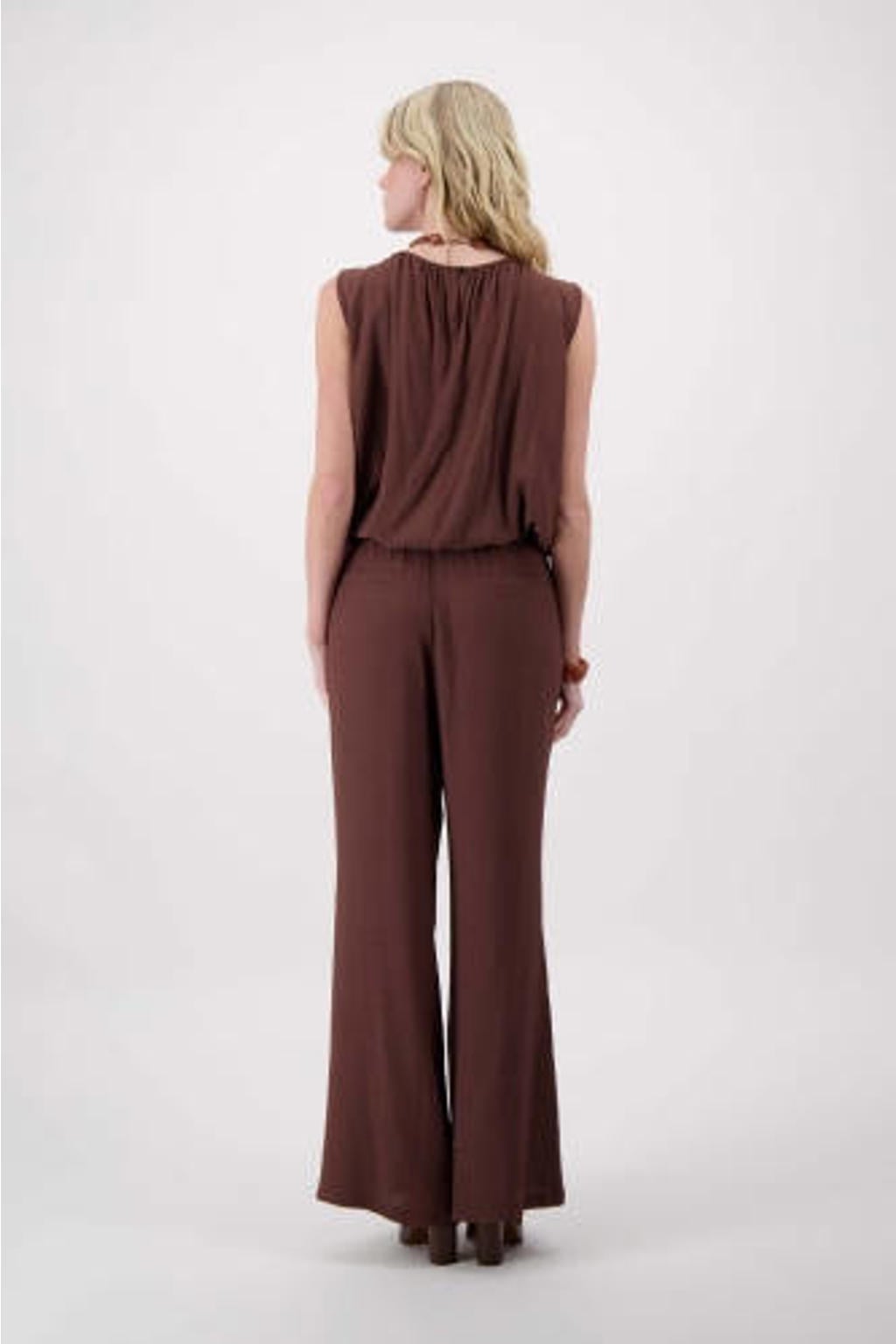 Zusss viscose wide leg broek - bruin