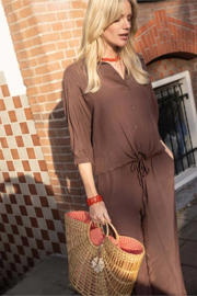 thumbnail: Zusss viscose wide leg broek - bruin