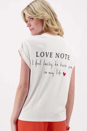 T-shirt met backprint ecru
