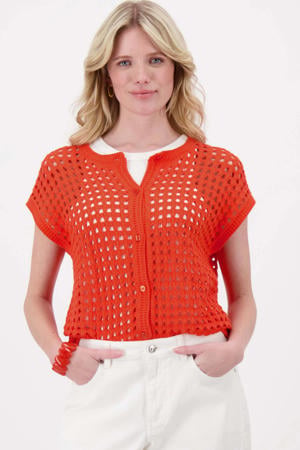 gebreid vest ajour koraalrood