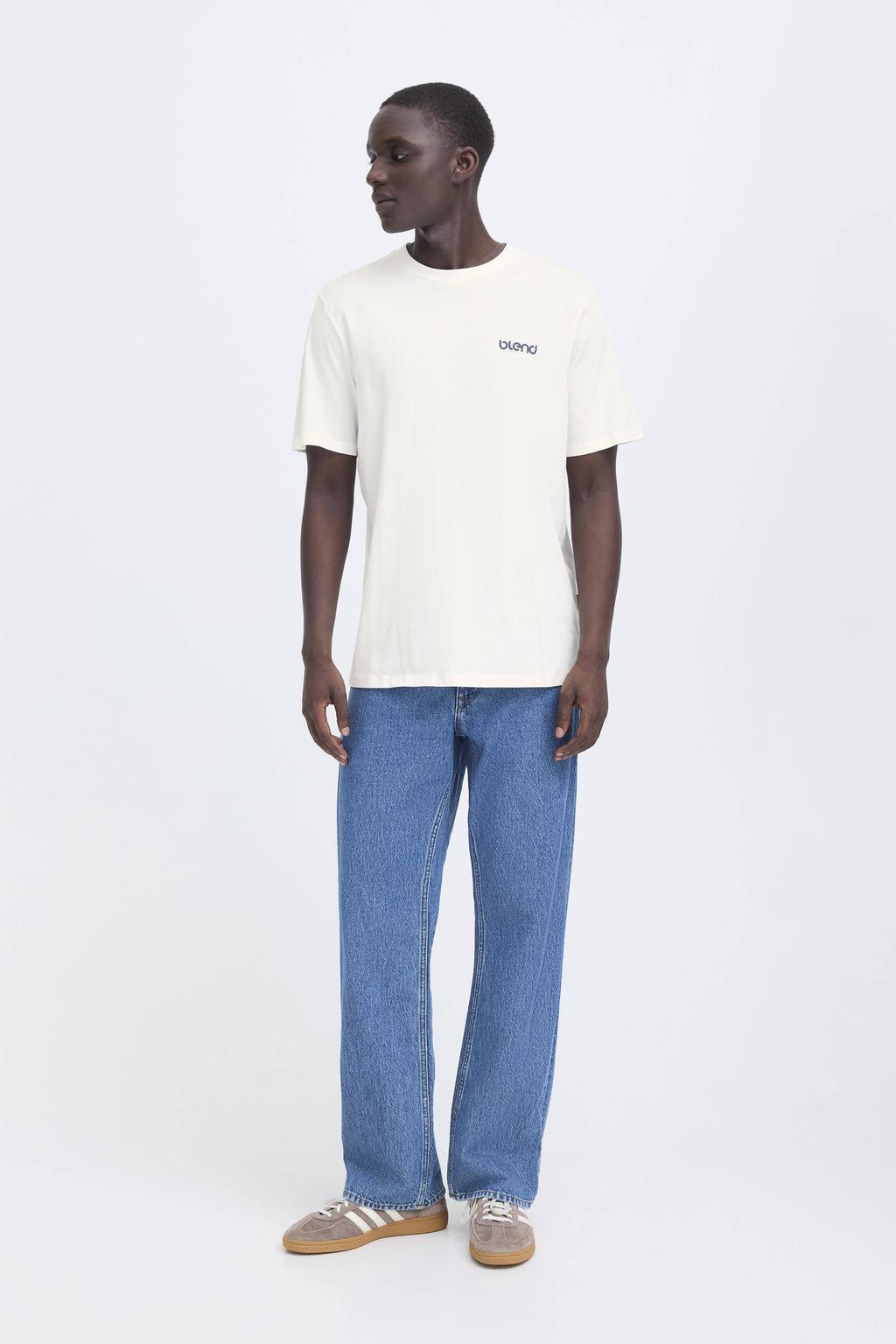 Blend regular T-shirt met backprint wit