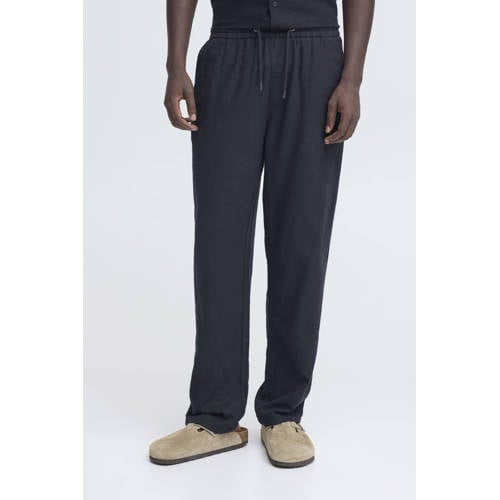 Blend BHMALVIN relaxed casual broek met linnen donkerblauw afbeelding